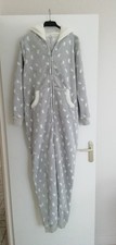 Grenouillère combinaison pyjama femme grise avec plumes blanches 38/40 neuve 