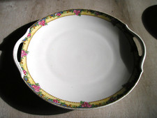 PORCELAINE de LIMOGES  - PLAT ROND ANCIEN  à TARTE  - Décor frises de fleurs