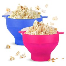 2 pcs Pop Corn Micro Ondes Silicone Popcorn Maker Collapsible Bowl with Lid R...