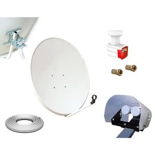 Kit Parabole 80cm Acier + LNB Twin 0,1 dB Full HD + Protection LNB +  Câble 20m