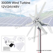 3000W 12V 24V 48V Turbine éolienne Générateur 8 Lames Contrôleur de charge Kit