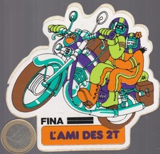 AUTOCOLLANTS.  Moto. Carburant lubrifiant.  FINA. Vintage