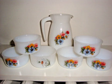 LOT ARCOPAL 6 RAMEQUIN 1 PETIT PICHET POT A LAIT MOTIF FLEUR