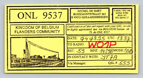 Ham radio qsl onl9537 - ham, belgium