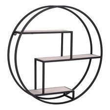 House Nordic Étagère Rotterdam Rond 62 CM Décor de N'Importe Bois Métal Noir