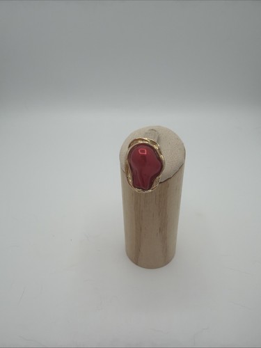 Bague dorée cabochon rouge - dorée,
