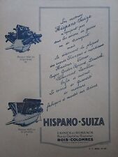8/1924 PUB HISPANO-SUIZA MOTEUR AVIATION 450 CV RECORDS / SESQUIPLAN BREGUET AD