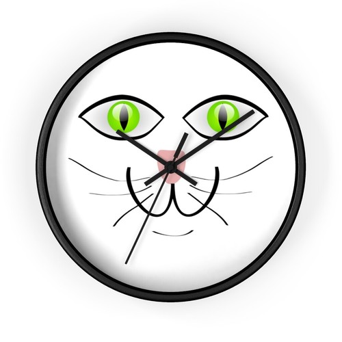 Wall clock cat eyes - -,