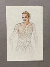 Dessin, Anatomie, Squelette, Homme, Mine de Plomb et Aquarelle, XXe