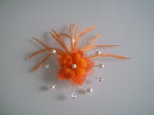 Barrette/pince cheveux p robe mariée/mariage enfant Ivoire/Orange Fleur pas cher