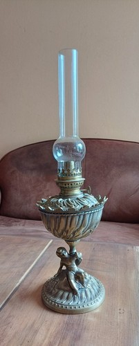 Lampe pétrole bronze - lampe,