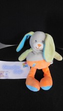 doudou peluche lapin orange gris bleu carotte U TOUT PETIT SUPER 24cm