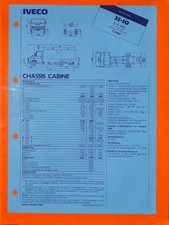 IVECO GAMME DAILY / CHASSIS CABINE 35-10 / FICHE TECHNIQUE de 1985
