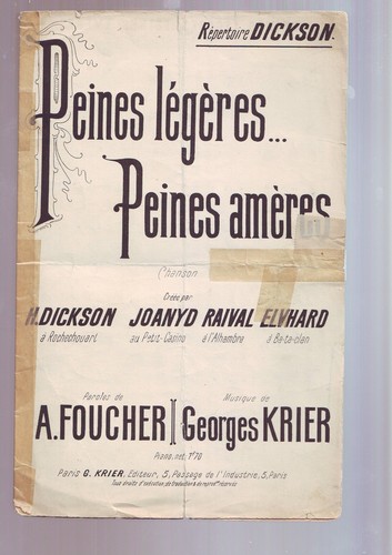 Partition ancienne peines - partition,