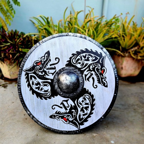 Bouclier viking bois fenrir - viking, en