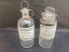 Lot 2 flacons + bouchon anciens Pot Pharmacie début XXe Très bon état