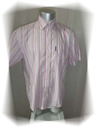 Chemise rayée ecru vert - b,