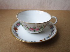 Ancienne superbe tasse en porcelaine de Paris XIXème décor de fleurs roses ...