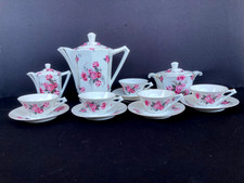 SERVICE À CAFÉ EN PORCELAINE LIMOGES ELTÉ UNIQUE À DÉCOR DE ROSES STYLE ART DÉCO