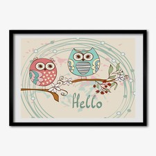 Tulup Photo 100x70cm Cadre Décor MDF Le salon Hiboux