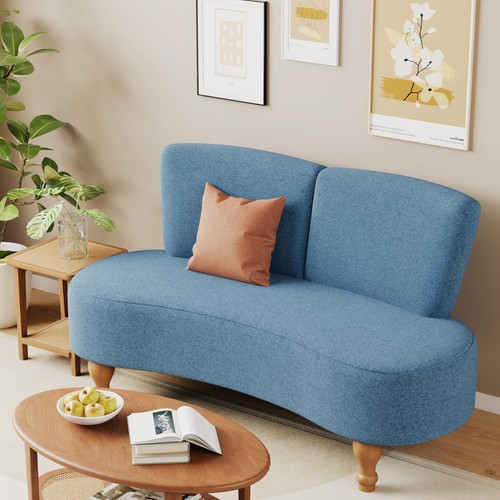 Blue curved small - small, loveseat
