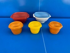 ? Lot de 5  Boite Orange Jaune Marron Blanc Bleu soleil Tupperware Vintage TBE