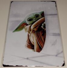 Plaque Métal - Bébé Yoda - 20x30 Cm - Très Bon État