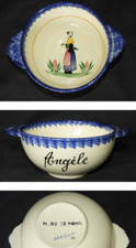 Bol HENRIOT - QUIMPER / Prénom " Angèle " (Décor de Notre-Dame-de-Monts) France