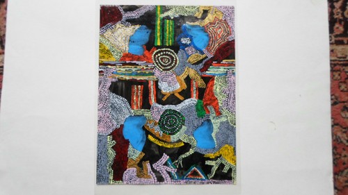 Peinture style art brut naïf - peinture,