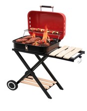 Barbecue à Charbon de Bois Pliable BBQ Mobile Grille avec Couvercle & Licencier