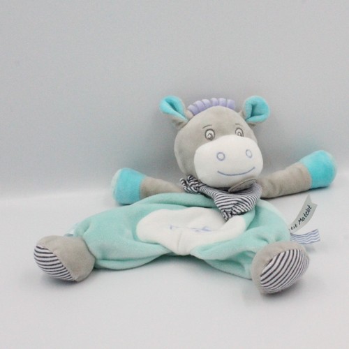Doudou plat ane - gris, bleu
