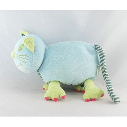 Doudou chat bleu vert tcf - chat,