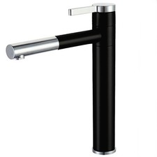 Robinet mitigeur pour évier de cuisine laiton chromé et noir bec haut