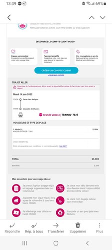 Billet tgv ouigo - tgv,
