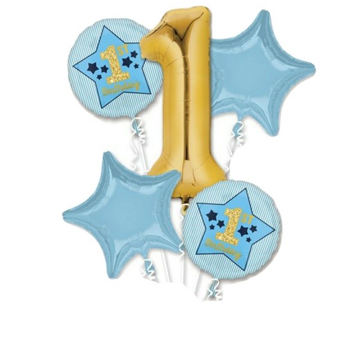 Bouquet ballons bleu - de, or