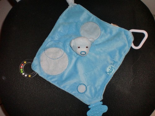 Doudou plat ours bleu - ours, rond