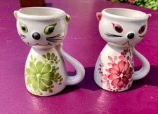 Duo de coquetiers vintage motif chat