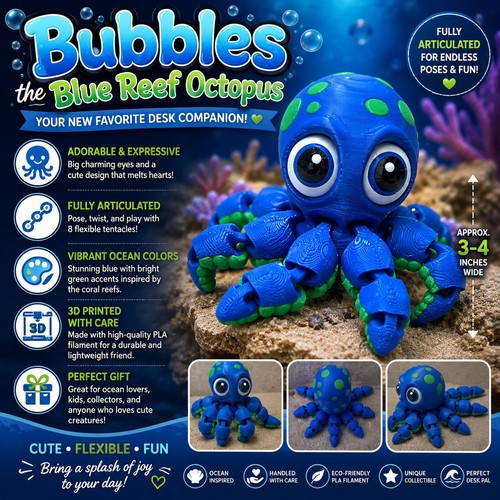 Bubbles blue reef octopus - reef,