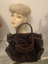 Lancel Authentique Sac Cuir Marron Et Toile