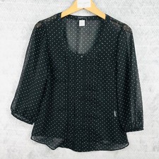 Laura Clement Haut femme taille 38 Voile blanche à pois noirs 100% polyester