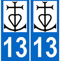 Autocollant 13 Camargue plaque immatriculation auto 13