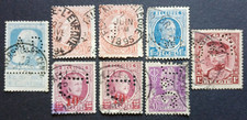 BELGIQUE BELGIE  8  TIMBRES  PERFORES  (  PERFIN  )  OBLITERES  -  6  DIFFERENTS