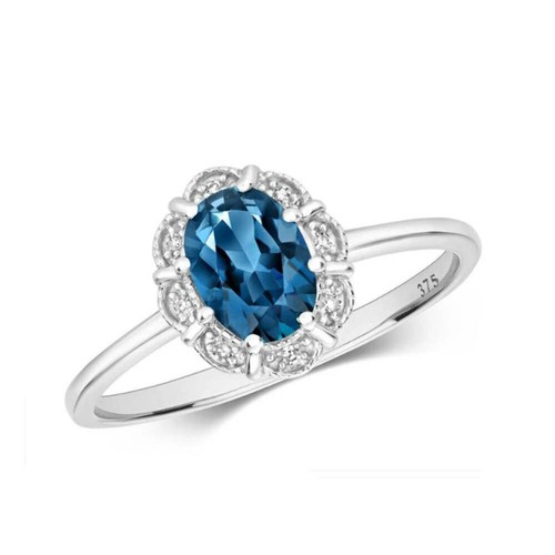 Bague véritable topaze - , bleue