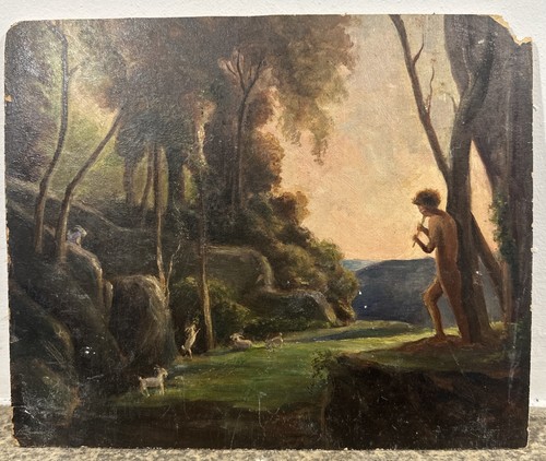 Huile sur panneau scène - sur, :