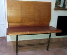 Rare banquette banc de train ancien C.1940 bois et tube en metal Tram Transport