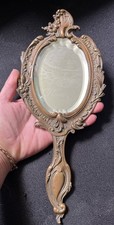 antique vintage miroir glace à main verre biseauté bronze 18éme 19éme xviiiéme ?