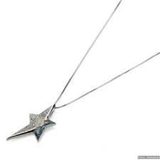 Chaîne Pendentif étoile THIERRY MUGLER Plaqué Argent émail bleu. Zirconium NEUF 
