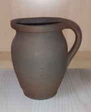 Ancien Pichet En Grès Partiellement Vernissé 1,5 L