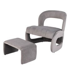 Fauteuil avec Pouf Ensemble de Fauteuil en Velours Rembourré et Pouf avec Dossi