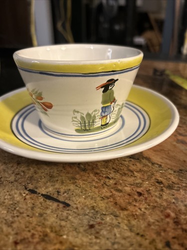 Henriot quimper cup saucer - quimper,